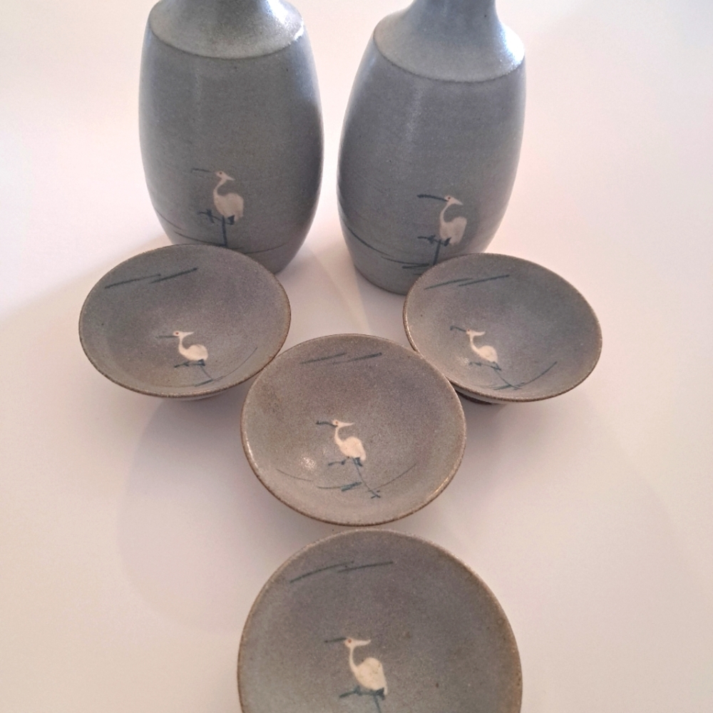 Vintage Japanese Sake set given to us as a gift by a Japanese excutive in 80s